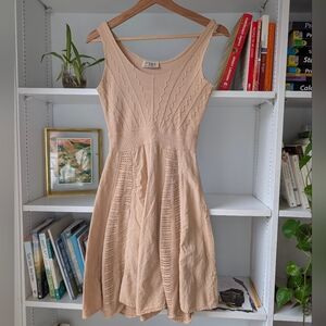 Vintage Weekend Beige Knit Dress 100% Cotton Bohemian Romantic Balletcore Small